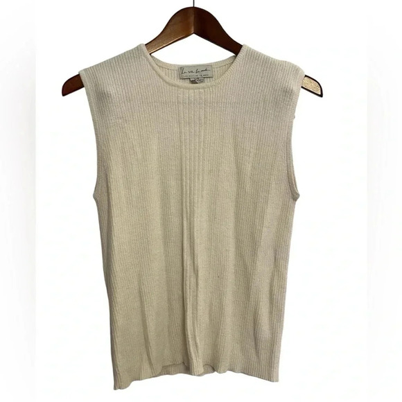 Vintage Tank top Ailes de  la mode cream white size large - Picture 1 of 6